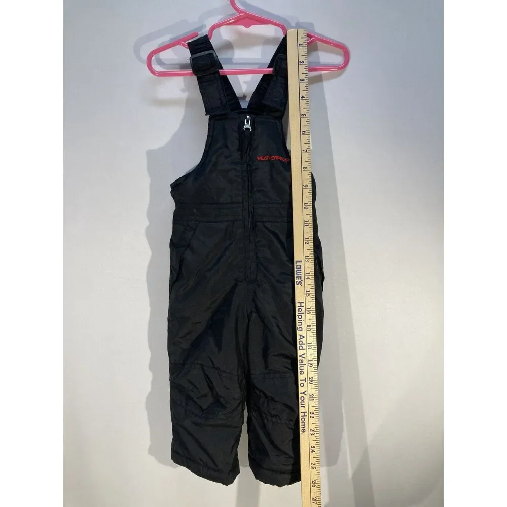 Weatherproof Baby Boy Girl Black Insulated Snow Pants Bibs Size 12M